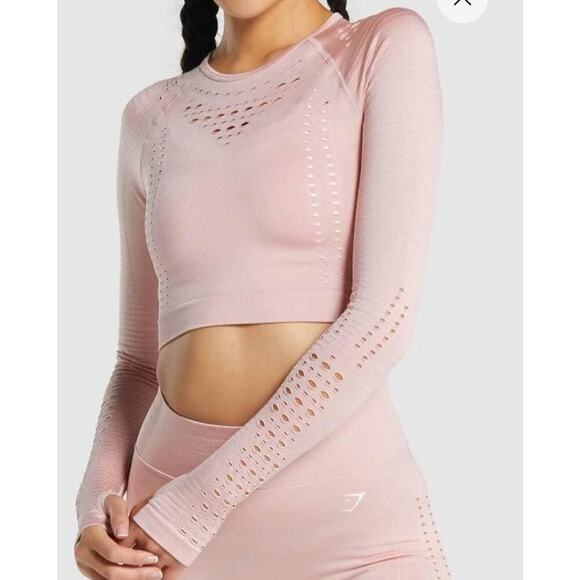 Gymshark Glow taupe Crop workout top size XS - Picture 4 of 9